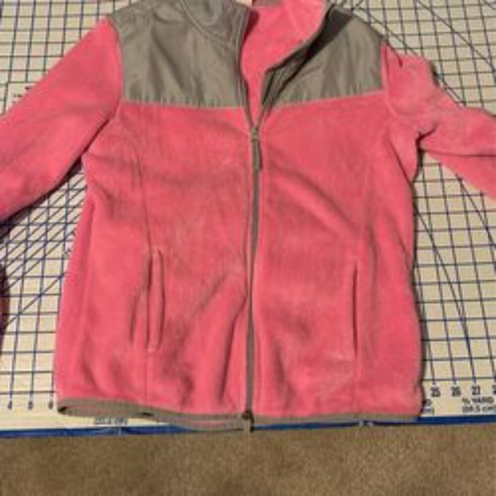 Danskin Pink Fleece Jacket Size Large 12/14 Perfect For Brest Cancer Awareness